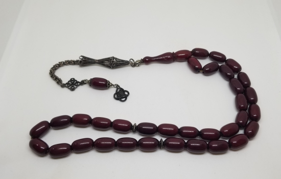 ESKİ PARÇADAN YAPILMIŞ USTA İŞİ GÜMÜŞ PÜSKÜLLÜ ALMAN TESPİH