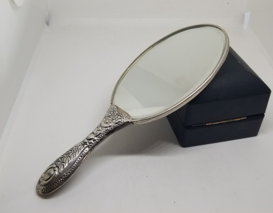 KABARTMA İŞÇİLİKLİ ANTİKA GÜMÜŞ EL AYNASI