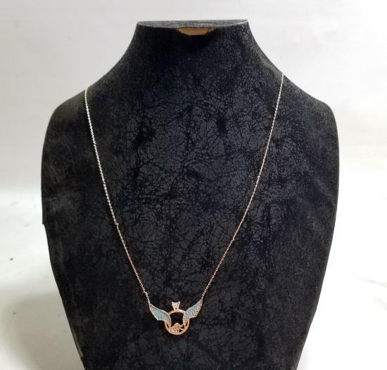 ALTIN KAPLAMA TEKTAŞ FORMLU GÜMÜŞ KOLYE UCU