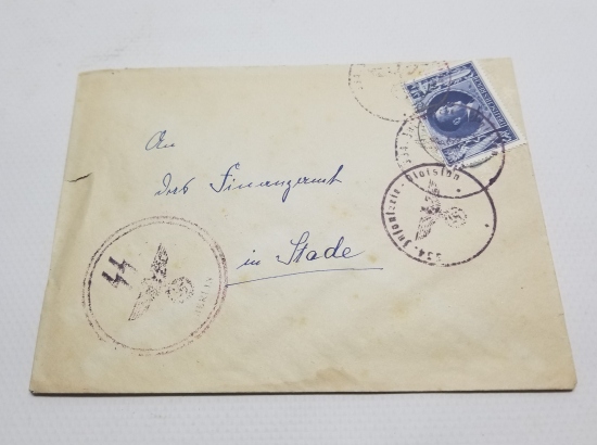 ÜZERİ NAZİ DAMGALI VE HİTLER PULLU 2. DÜNYA SAVAŞI ANTİKA MEKTUP ZARFI