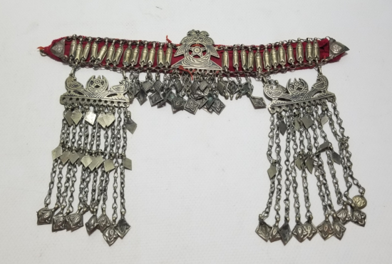 ÜZERİ BALIKLI VE AY YILDIZLI NADİR TİPTE OSMANLI SAVATLI GELİN ALINLIĞI