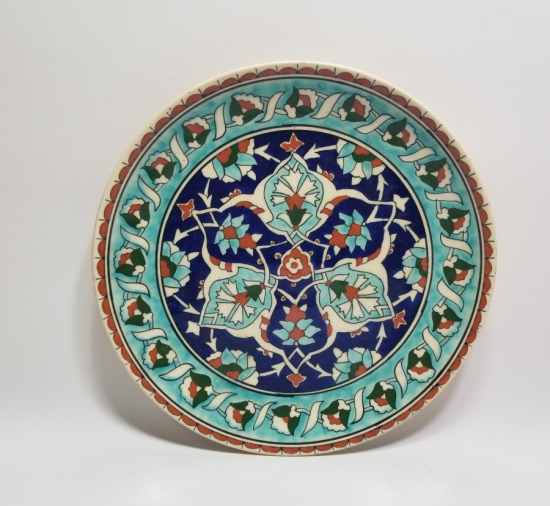 ÜZERİ KARANFİLLİ EL BOYAMA ANTİKA KÜTAHYA DUVAR TABAĞI