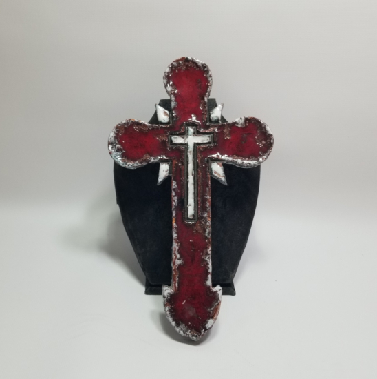 ARKASI SANATÇI İMZALI ÜZERİ SIRLI ANTİKA HAÇ FİGÜRÜ