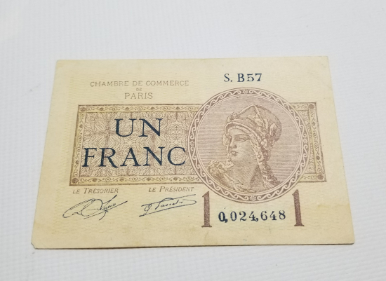 PARİS TİCARET ODASI 1 FRANK BANKNOT PARA