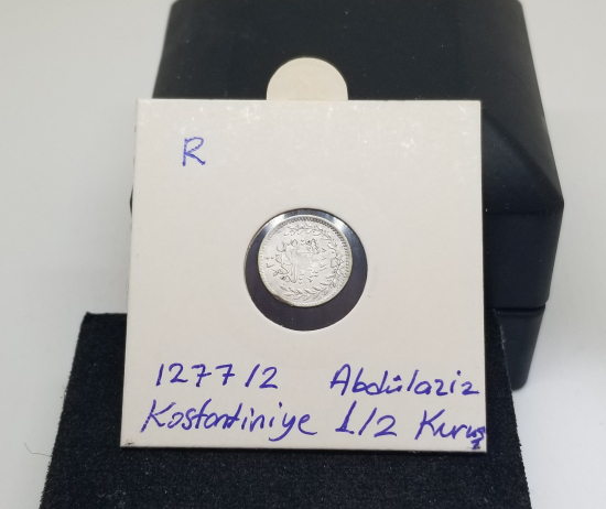 SULTAN ABDÜLAZİZ HAN DÖNEMİ KOLEKSİYONLUK GÜMÜŞ 1/2 KURUŞ -R-
