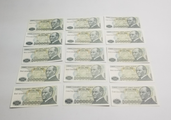6. EMİSYON KOLEKSİYONLUK 10 LİRA KAĞIT PARA LOTU