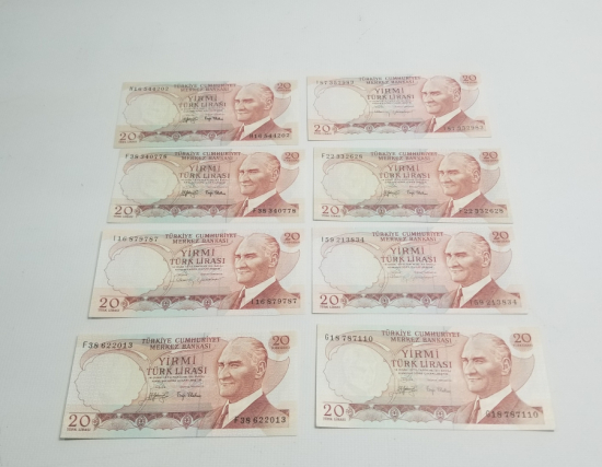 6. EMİSYON KOLEKSİYONLUK 20 LİRA KAĞIT PARA LOTU