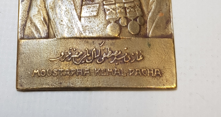 1921 ANKARA ANLAŞMASI GAZİ MÜŞİR MUSTAFA KEMAL PAŞA PLAKET MADALYA 