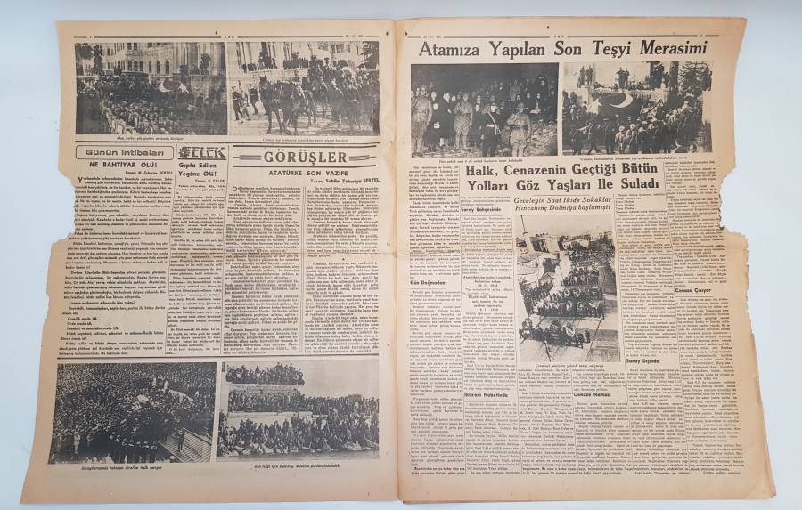 ATATÜRK'ÜN VEFATI KONULU 20 KASIM 1938 TARİHLİ TAN GAZETESİ