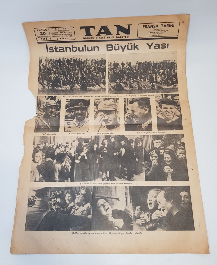 ATATÜRK'ÜN VEFATI KONULU 20 KASIM 1938 TARİHLİ TAN GAZETESİ