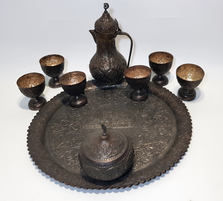 KABARTMA İŞÇİLİKLİ GÜMÜŞ KAPLAMA BOSNA KAHVE TAKIMI