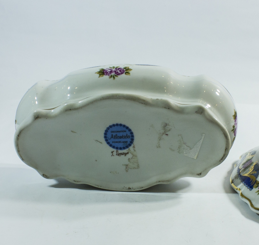 LIMOGES DAMGALI EL BOYAMA KAPAKLI PORSELEN KUTU