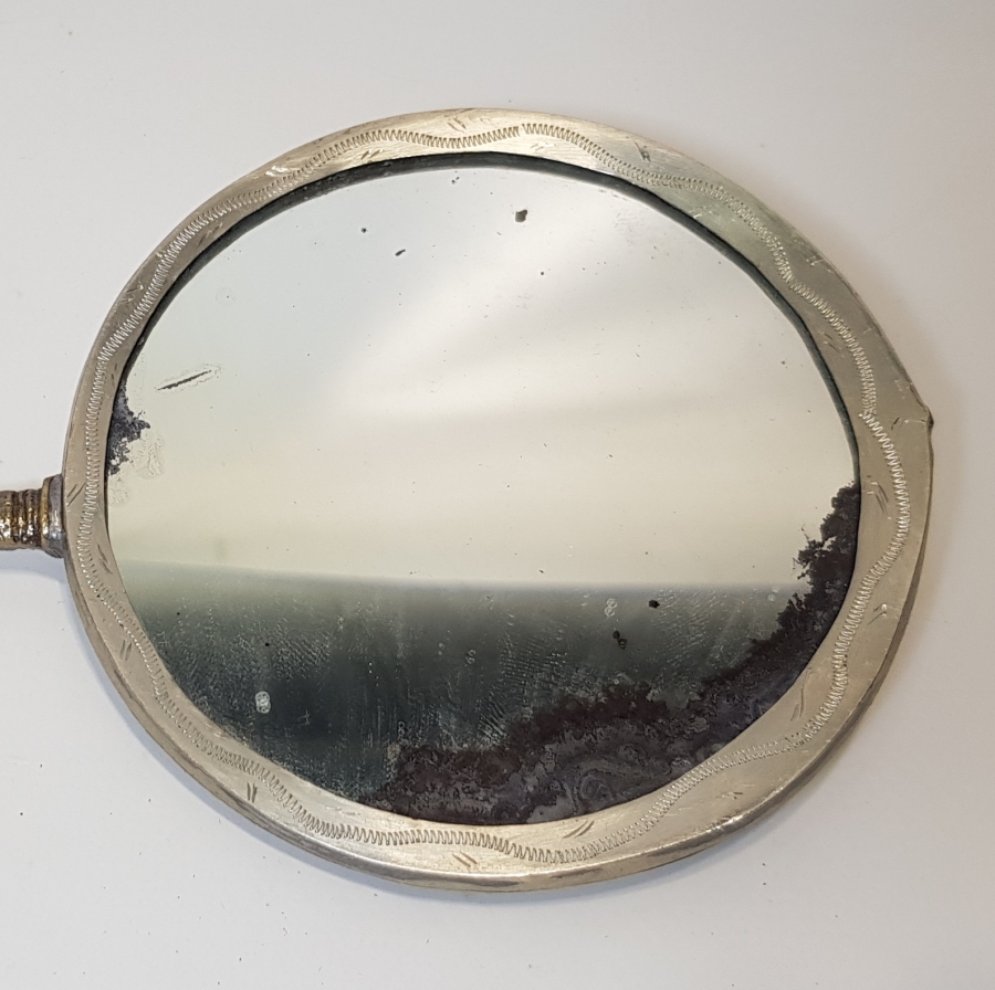 OSMANLI DÖNEMİ AY YILDIZLI GÜMÜŞ EL AYNASI