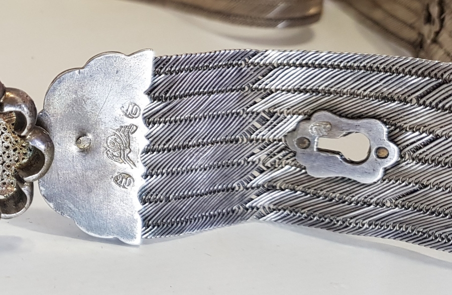 OSMANLI DÖNEMİ, TRABZON İŞİ HASIR ÖRME TUĞRALI GÜMÜŞ GELİN KEMERİ 