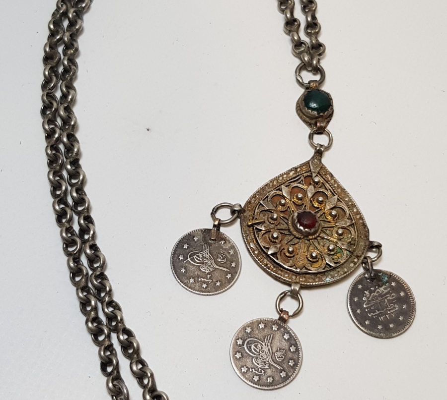 OSMANLI DÖNEMİ TUĞRALI GÜMÜŞ  KOLYE