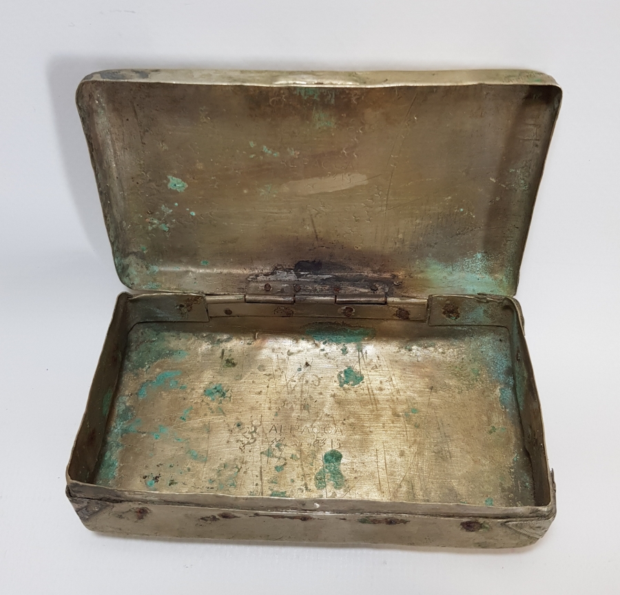 1915 TARİHLİ OSMANLICA YAZILI ALPAKA TÜTÜN TABAKASI