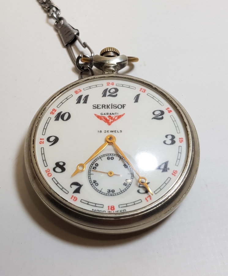 ÇİL KONDÜSYONDA KURMALI SERKİSOF DEMİRYOLU CEP SAATİ