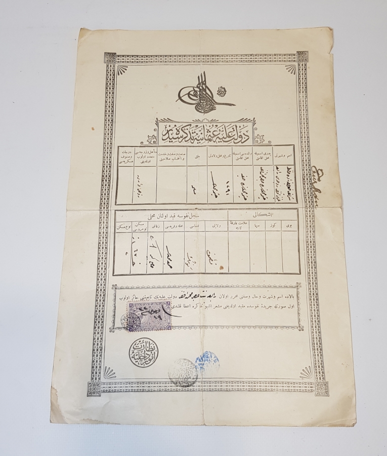 DEVLETİ ALİYE OSMANİYE TEZKERESİ 