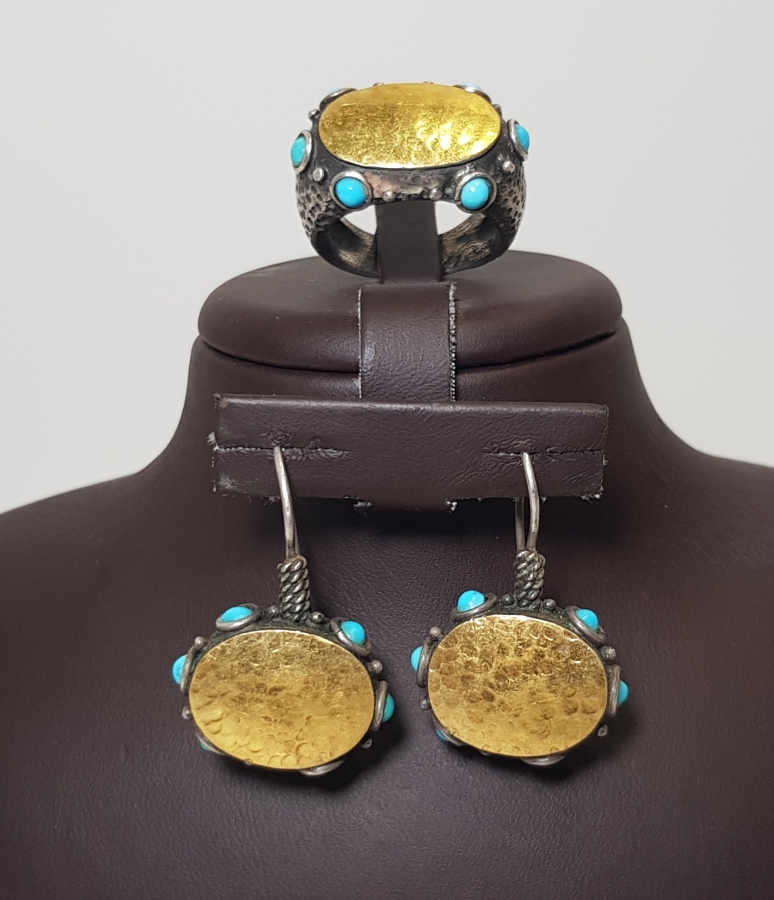 GÜMÜŞ VE ALTINDAN MAMUL ÖZEL YAPIM KÜPE YÜZÜK SETİ