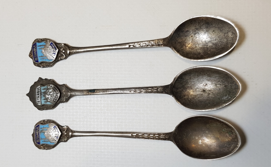 İSTANBUL AYASOFYA CAMİİ TEMALI MİNELİ GÜMÜŞ KAŞIKLAR