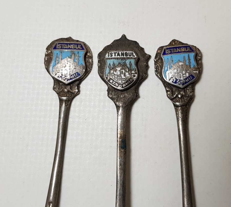İSTANBUL AYASOFYA CAMİİ TEMALI MİNELİ GÜMÜŞ KAŞIKLAR