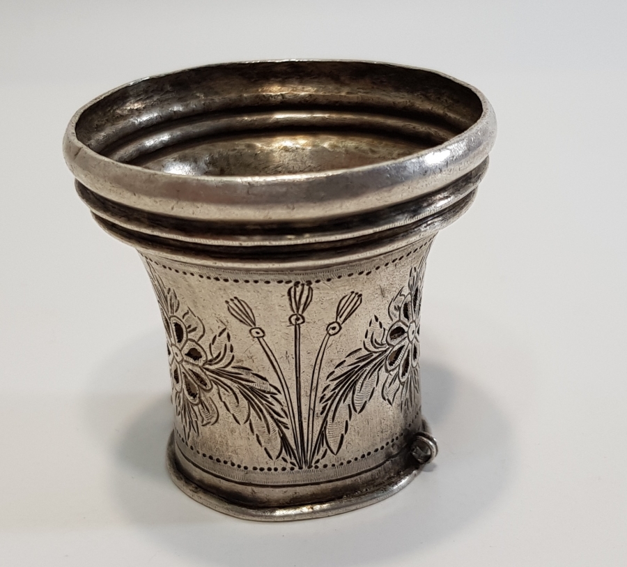 OSMANLI DÖNEMİ KALEM İŞÇİLİKLİ GÜMÜŞ NARGİLE LÜLESİ