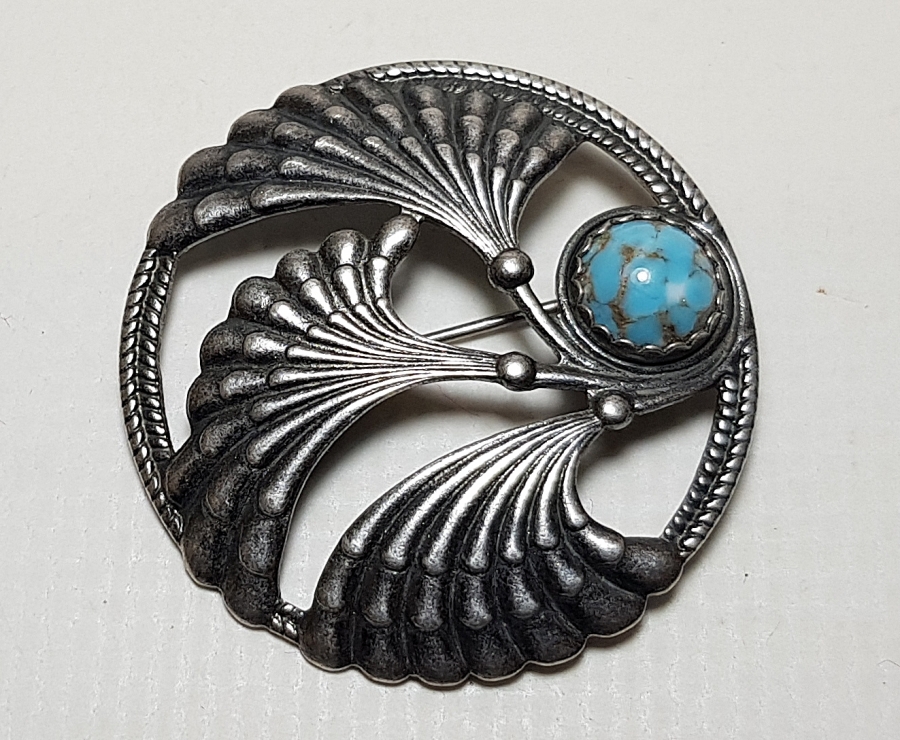 TURKUAZ TAŞLI GÜMÜŞ BROŞ