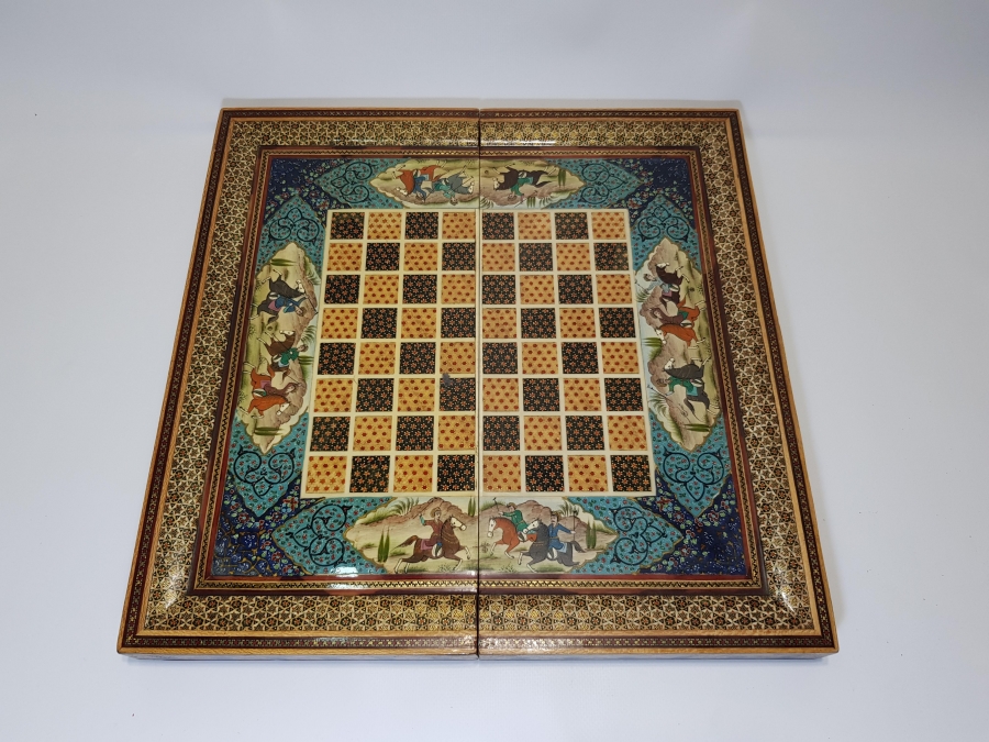 ÖZEL YAPIM MARKÜTERİ VE MİNYATÜRLÜ TAVLA