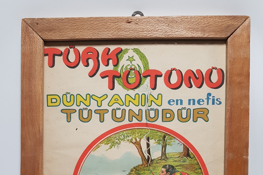 TÜRK TÜTÜNÜ DÜNYANIN EN NEFİS TÜTÜNÜDÜR YAZILI NADİR REKLAM AFİŞİ
