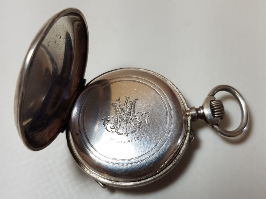 1895 TARİHLİ VE İNSİYALLİ GÜMÜŞ CEP SAATİ