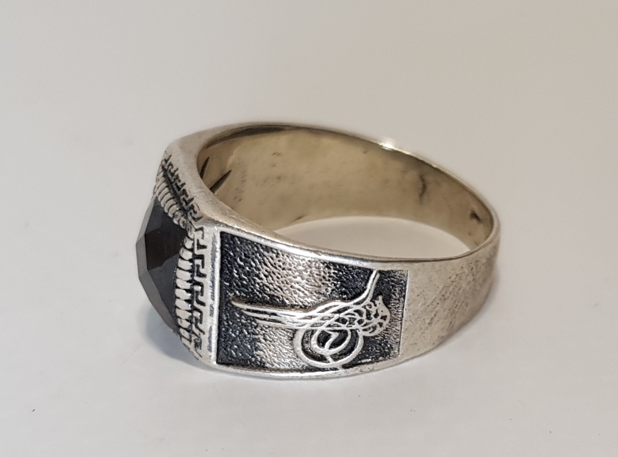 TUĞRALI VE AY YILDIZLI GÜMÜŞ ERKEK YÜZÜĞÜ