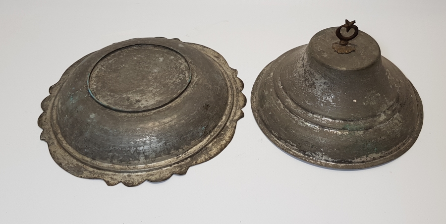 OSMANLI DÖNEMİ USTA DAMGALI, AY YILDIZ KAPAKLI BAKIR SAHAN