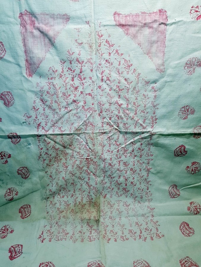 OSMANLI DÖNEMİ BASKI KÖK BOYA İŞLEMELİ SECCADE