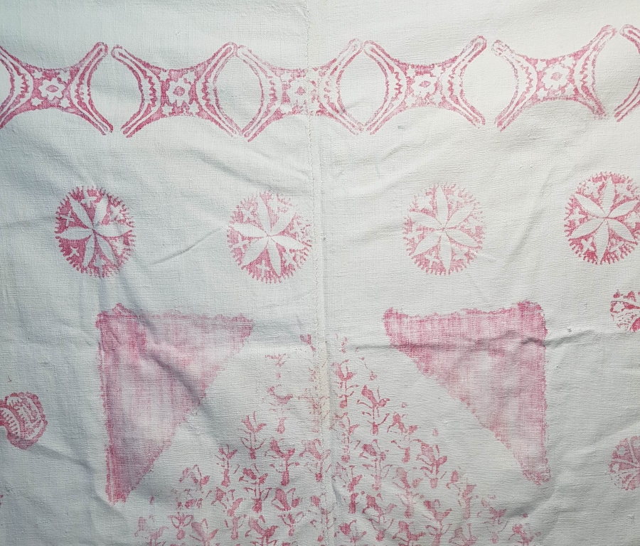 OSMANLI DÖNEMİ BASKI KÖK BOYA İŞLEMELİ SECCADE