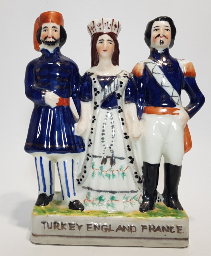 1856 KIRIM SAVAŞI HATIRASI ÜÇLÜ İTTİFAK LİDERLER KONULU PORSELEN HEYKEL - ÇOK NADİR