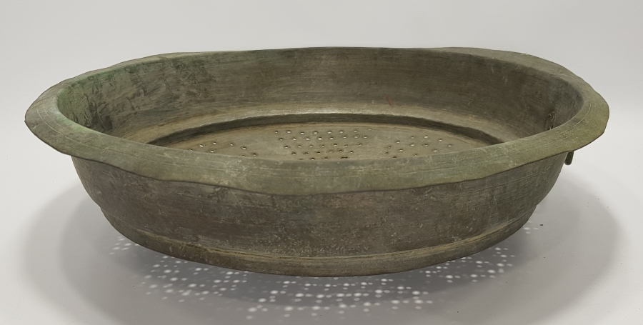 OSMANLI DÖNEMİ  HAÇ VE MÜHRÜ SÜLEYMAN MOTİFLİ DEV BOY BAKIR SÜZGEÇ