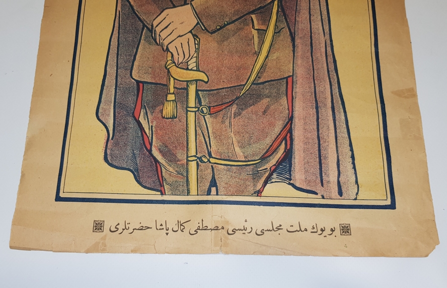 BÜYÜK MİLLET MECLİSİ REİSİ MUSTAFA KEMAL PAŞA HAZRETLERİ OSMANLICA POSTER