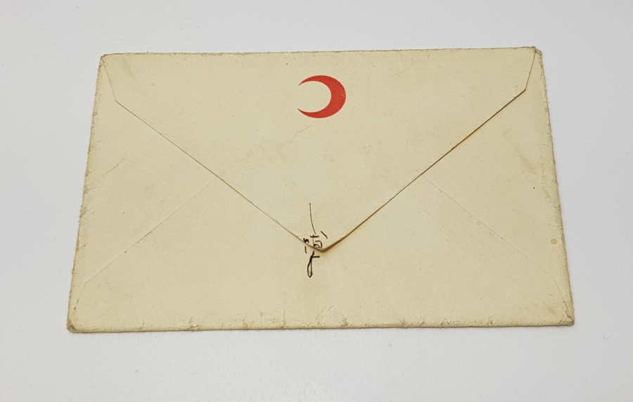 ÇANAKKALE SAVAŞI 1917 ABDÜLKERİM PAŞA HAZRETLERİNE TAKDİM HİLALİ AHMER ANTETLİ OSMANLICA MEKTUP VE ZARF