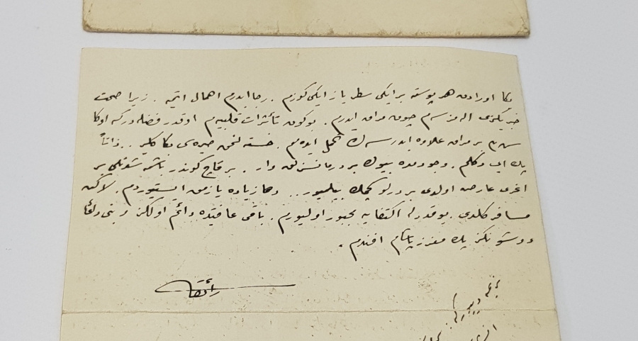 ÇANAKKALE SAVAŞI 1917 ABDÜLKERİM PAŞA HAZRETLERİNE TAKDİM HİLALİ AHMER ANTETLİ OSMANLICA MEKTUP VE ZARF
