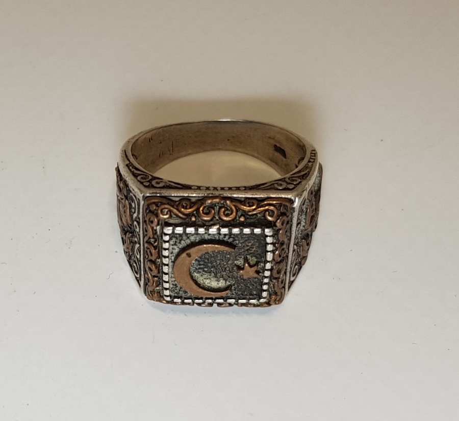 OSMANLI DEVLET ARMALI, TUĞRALI VE AY YILDIZLI GÜMÜŞ YÜZÜK