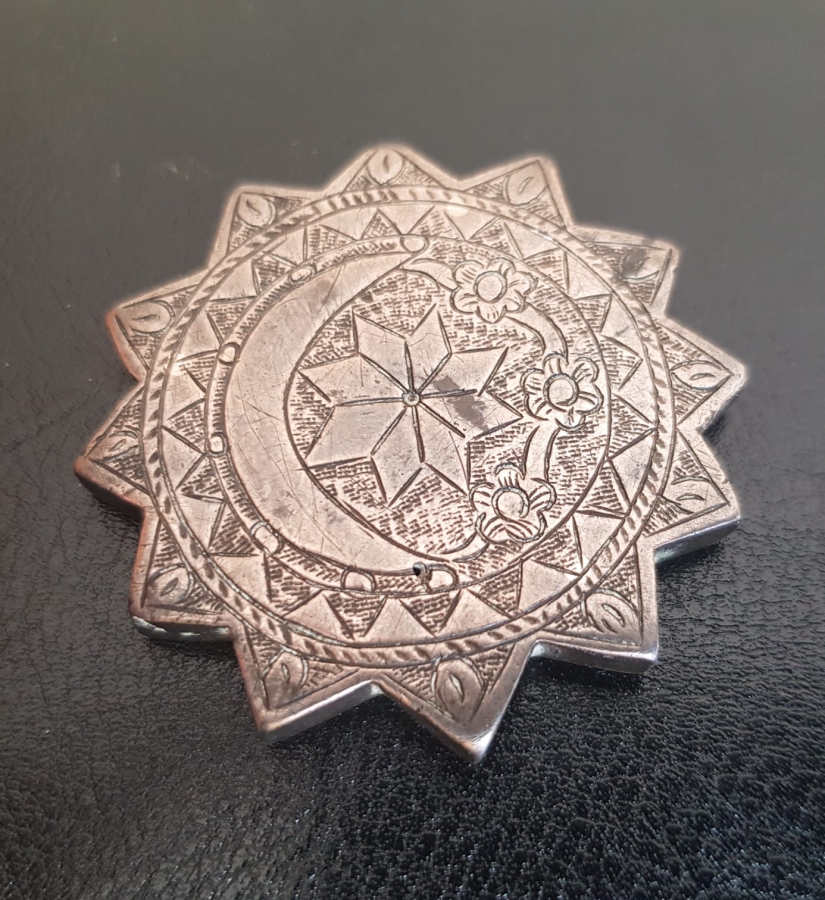 OSMANLI DÖNEMİ AY YILDIZLI GÜMÜŞ TESLİM TAŞI - ÇOK NADİR