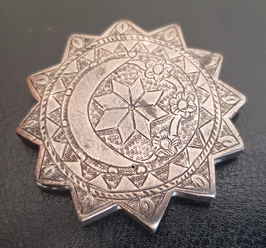 OSMANLI DÖNEMİ AY YILDIZLI GÜMÜŞ TESLİM TAŞI - ÇOK NADİR