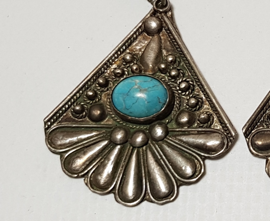 TURKUAZ TAŞLI GÜMÜŞ KÜPE