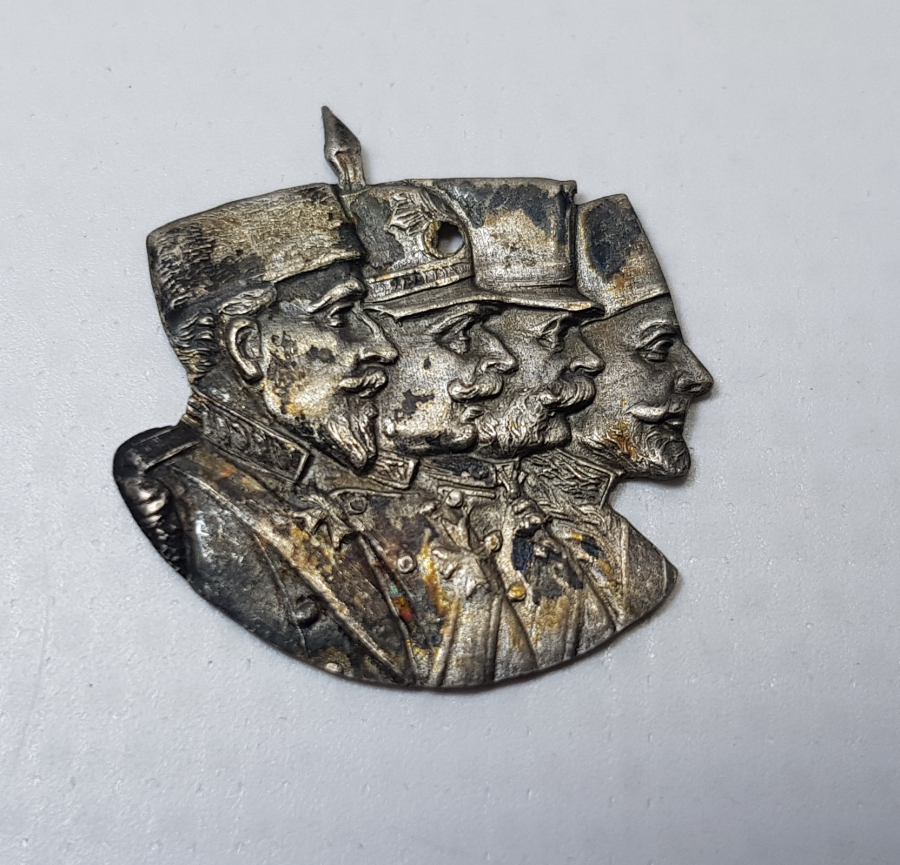 1. DÜNYA SAVAŞI 4'LÜ İTTİFAK LİDERLER KONULU GÜMÜŞ ROZET