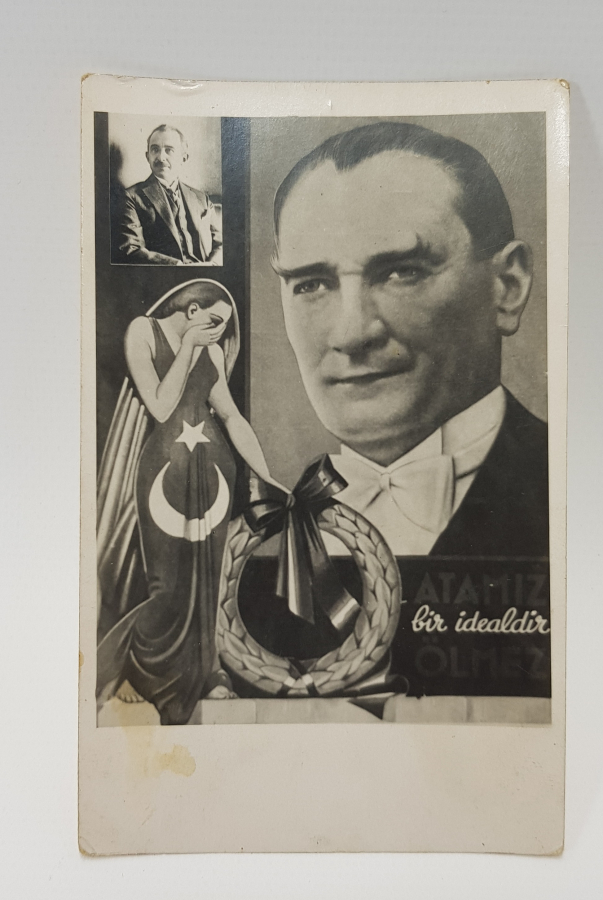 ATAMIZ BİR İDEALDİR ÖLMEZ YAZILI NADİR ATATÜRK KARTPOSTAL