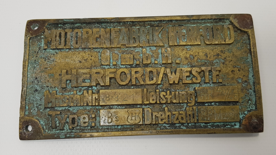 MOTORENFABRIK HERFORD PİRİNÇ PLAKA 