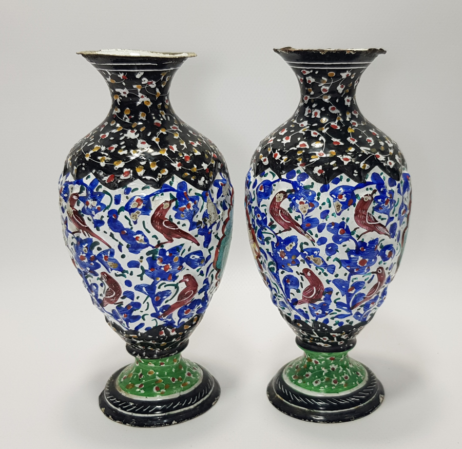 İSFAHAN İŞİ MİNELİ BİR ÇİFT VAZO