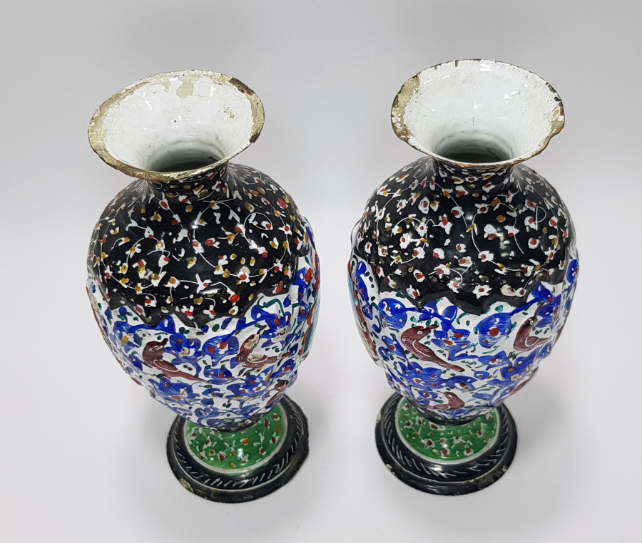 İSFAHAN İŞİ MİNELİ BİR ÇİFT VAZO