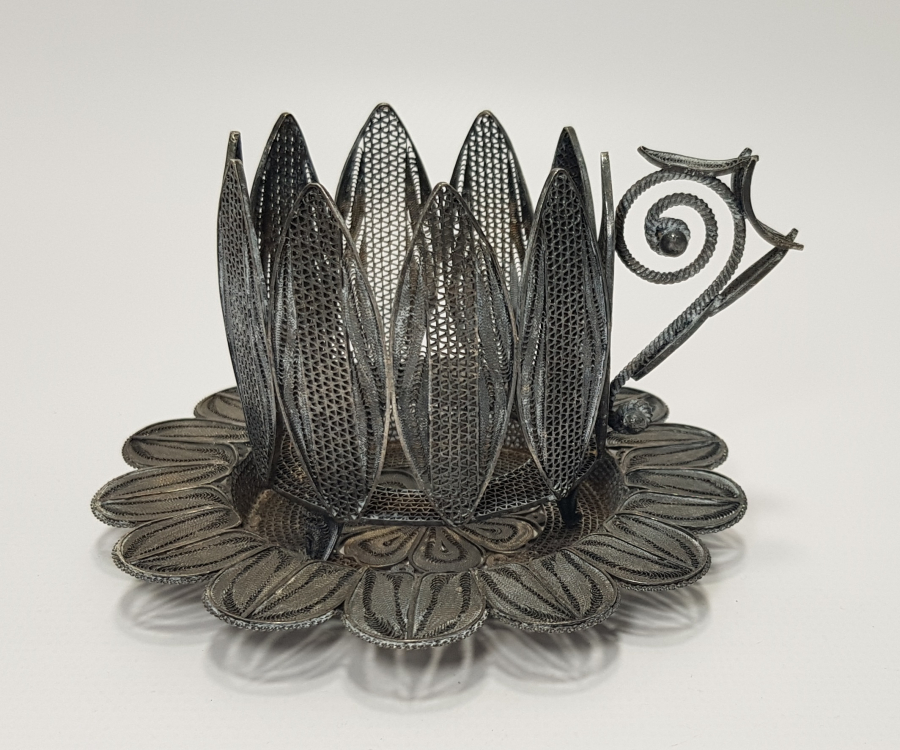 TELKARİ GÜMÜŞ BARDAK VE ZARFI