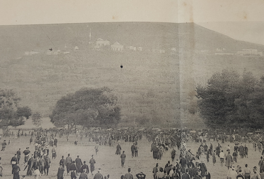 OSMANLI DÖNEMİ BURSA SERGİSİ KOŞU MÜSABAKALARI BASKI GRAVÜR